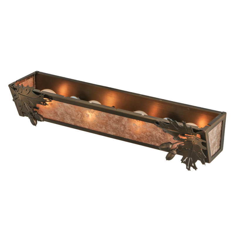 Rustic Lodge Oak Leaf & Acorn 24" Bronze Vanity Light