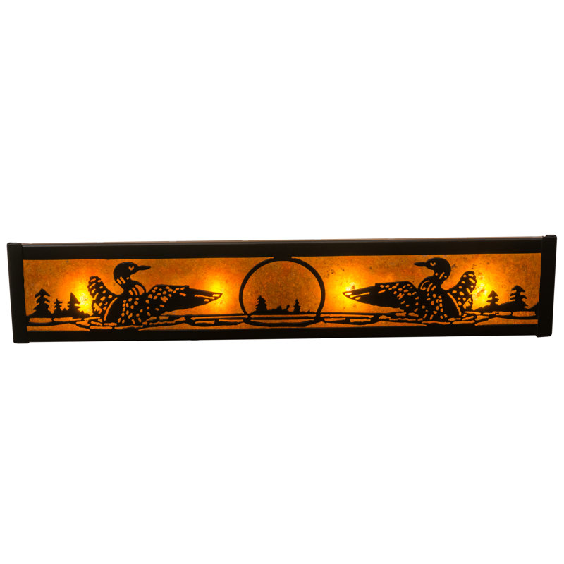Adirondack Inspired 4-Light Black Vanity Wall Sconce with Amber Mica Diffuser