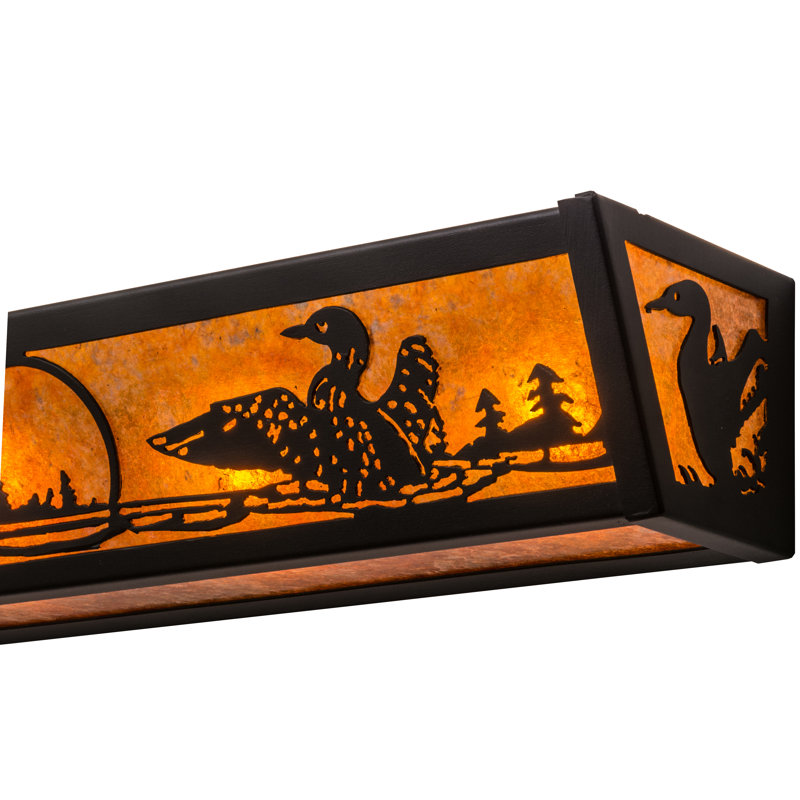 Adirondack Inspired 4-Light Black Vanity Wall Sconce with Amber Mica Diffuser