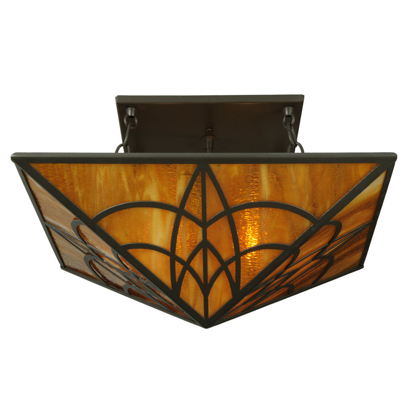 Scottsdale Bronze 2-Light Indoor/Outdoor Glass Flush Mount