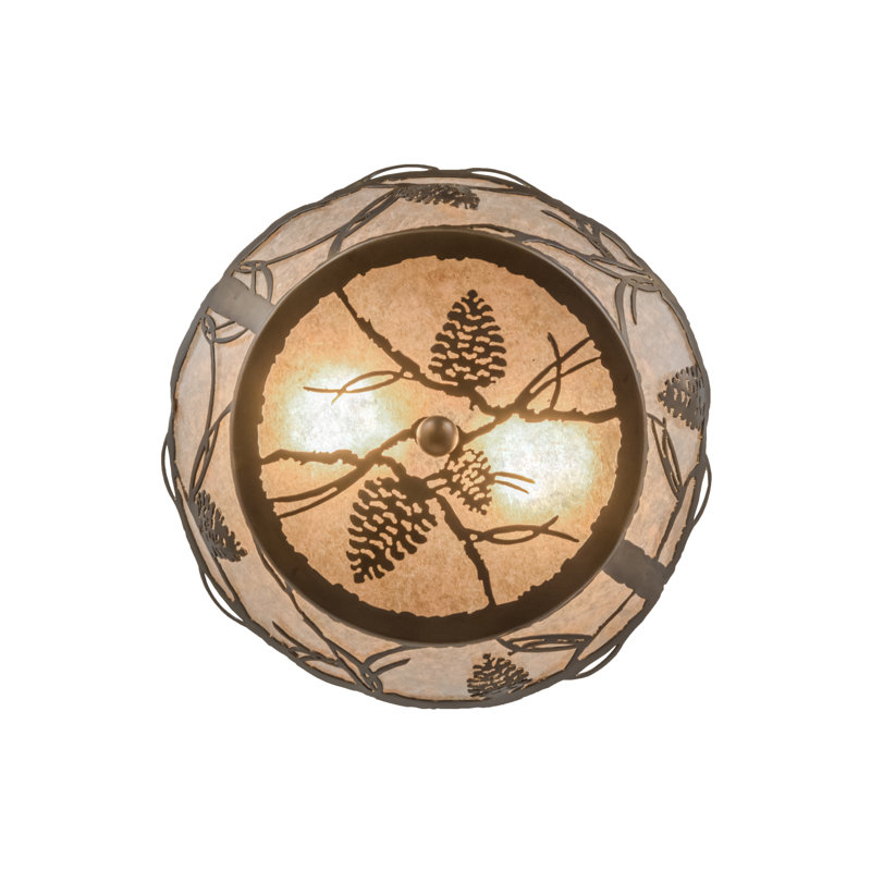 Adirondack Whispering Pines 6.5" Antique Copper & Glass Flush Mount