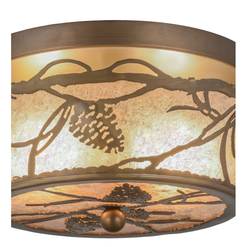 Adirondack Whispering Pines 6.5" Antique Copper & Glass Flush Mount