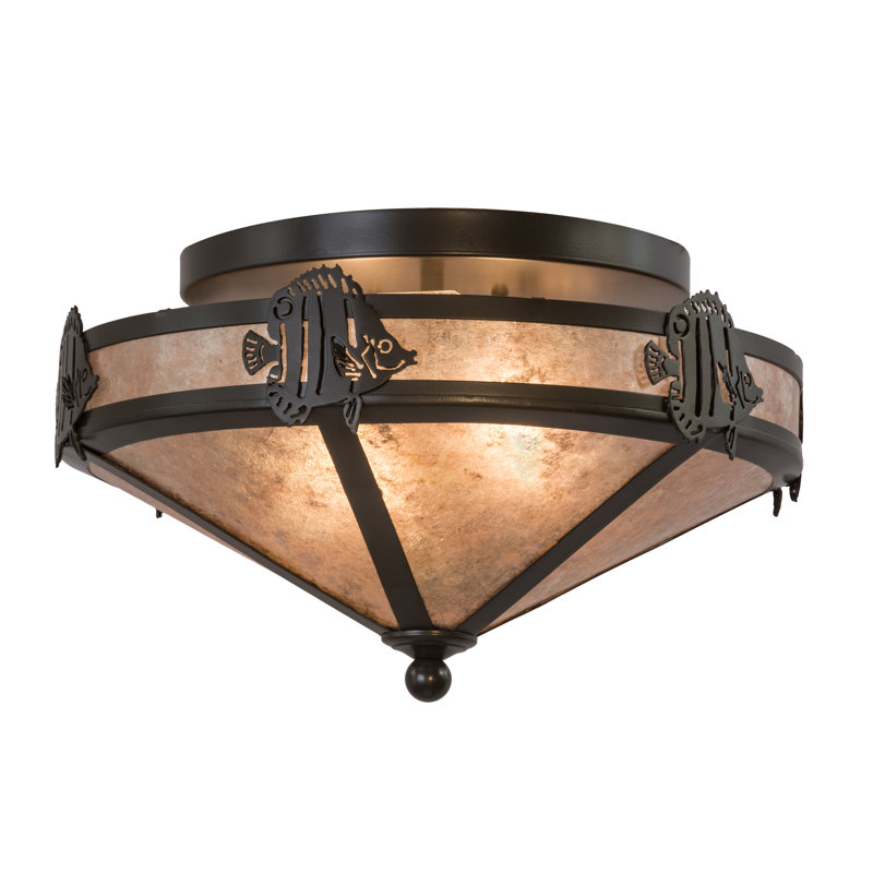 Bronze and Glass Angelfish Flush Mount Light