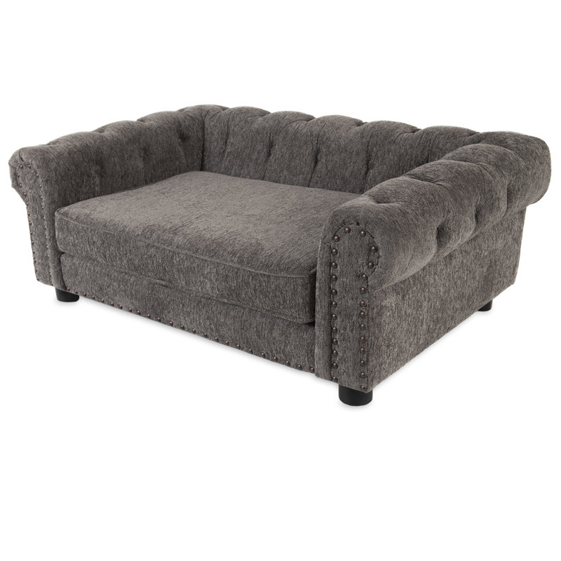 Elevated Chew-Resistant Large Dog Bed in Granite Stainless Steel