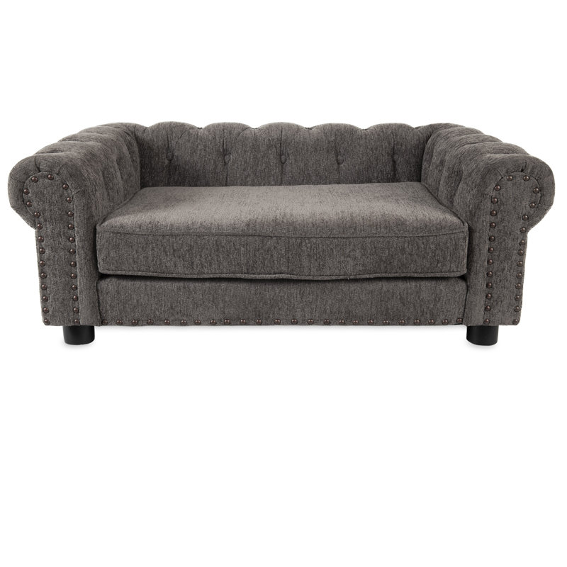 Elevated Chew-Resistant Large Dog Bed in Granite Stainless Steel