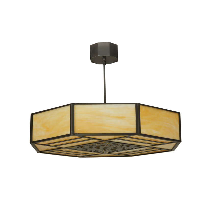 Elegant Bronze 4-Light Geometric Chandelier with Glass Accents