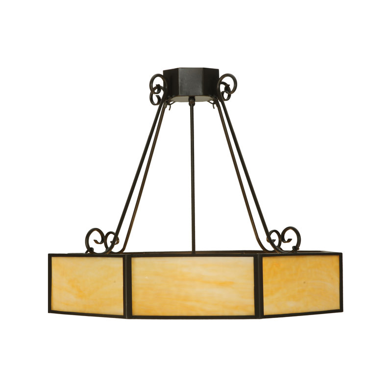 Elegant Bronze 4-Light Geometric Chandelier with Glass Accents