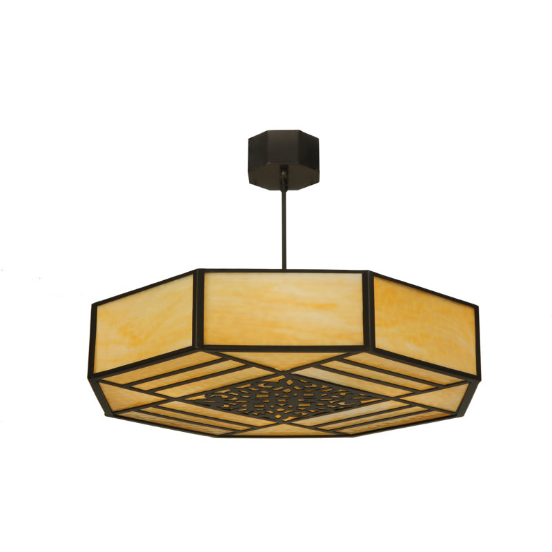 Elegant Bronze 4-Light Geometric Chandelier with Glass Accents