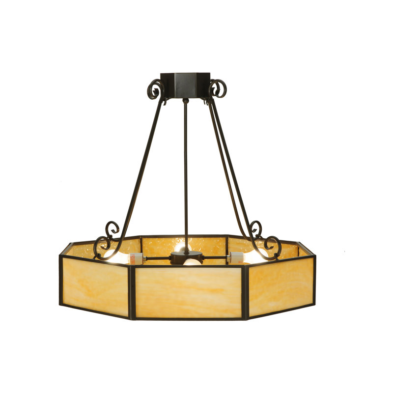 Elegant Bronze 4-Light Geometric Chandelier with Glass Accents