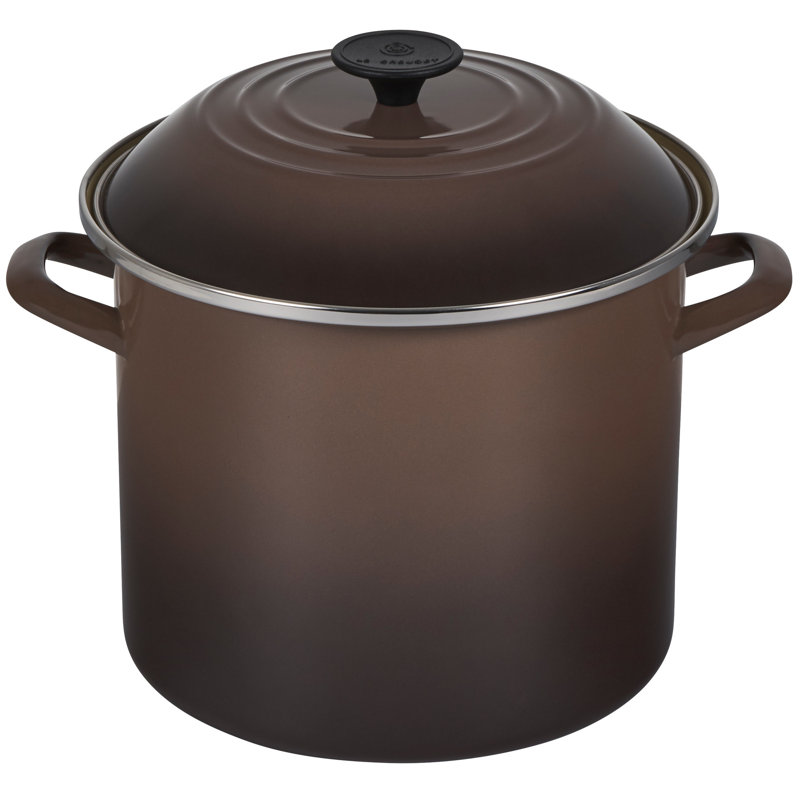 Oyster Gray 10 qt Enamel Steel Stockpot with Lid