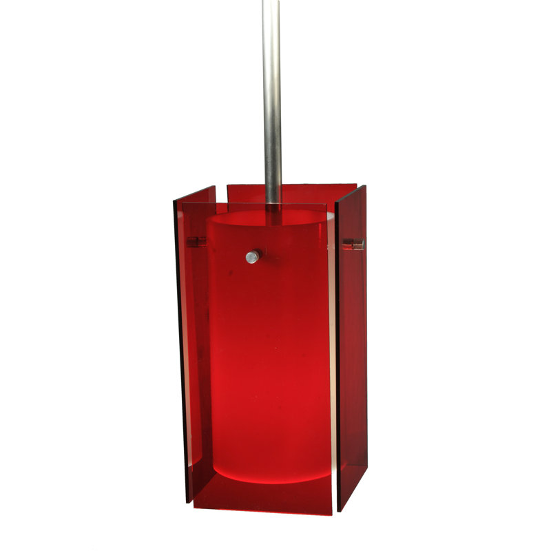 Hand-Forged Red Glass Mini Pendant Light with Chrome Finish