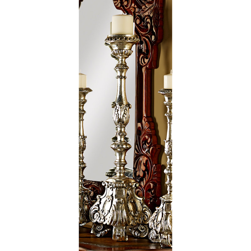 Medium Antique Bronze Resin Scroll-Footed Candlestick