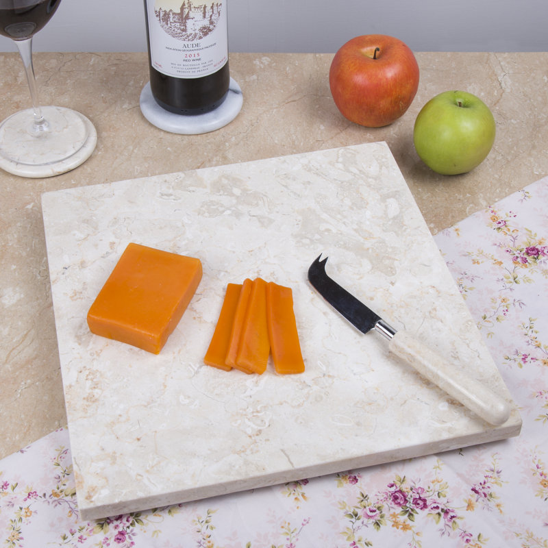 Beige Rectangular Marble Pastry Board 12" x 12"