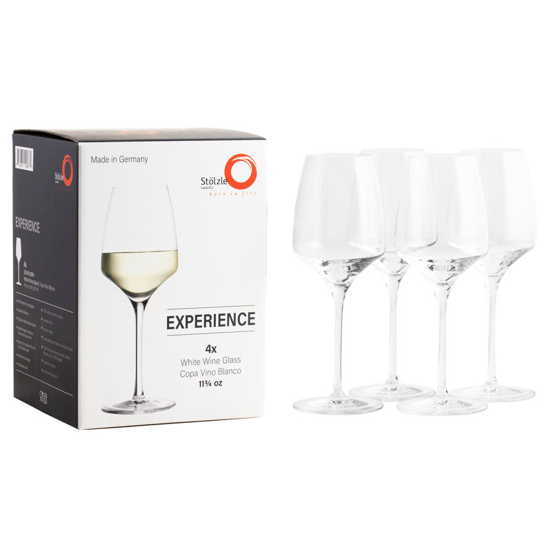 Set of 4 Clear Crystal White Wine Glasses