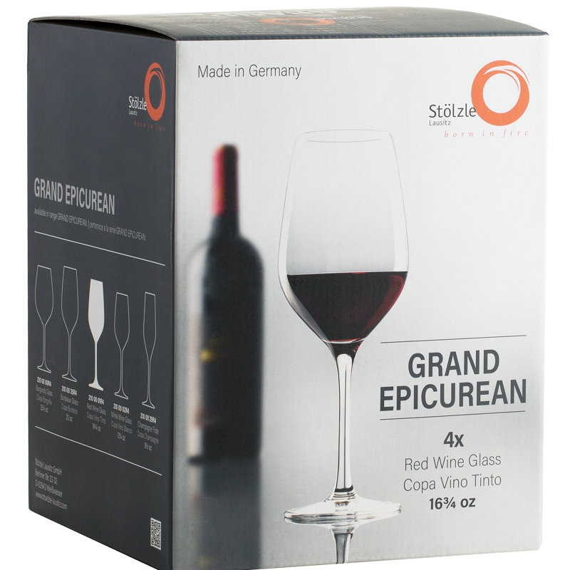 Grand Epicurean 17 oz. Lead-Free Crystal Red Wine Glass Set