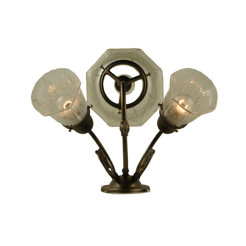 Antique Brass 3-Light Brown and Clear Wall Sconce