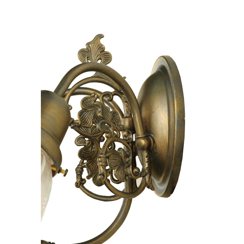 Antique Brass 3-Light Brown and Clear Wall Sconce