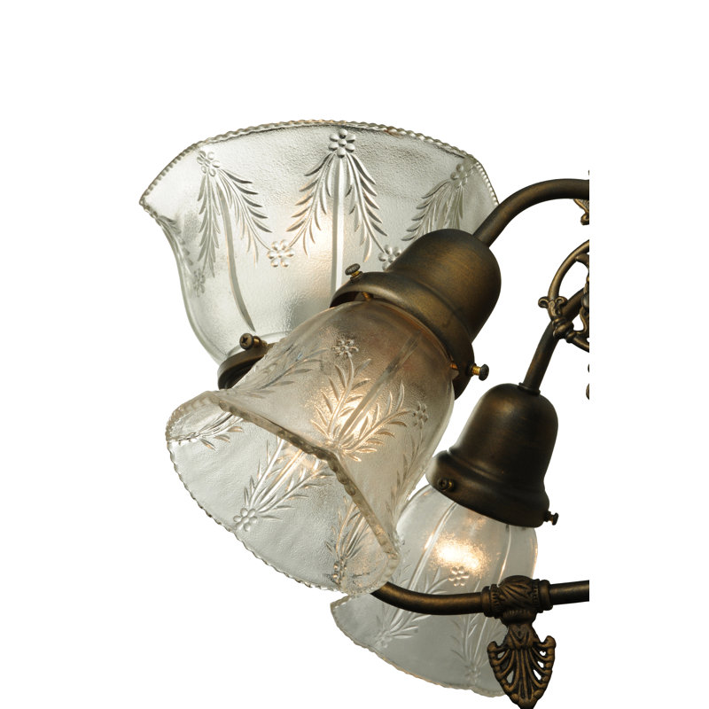 Antique Brass 3-Light Brown and Clear Wall Sconce