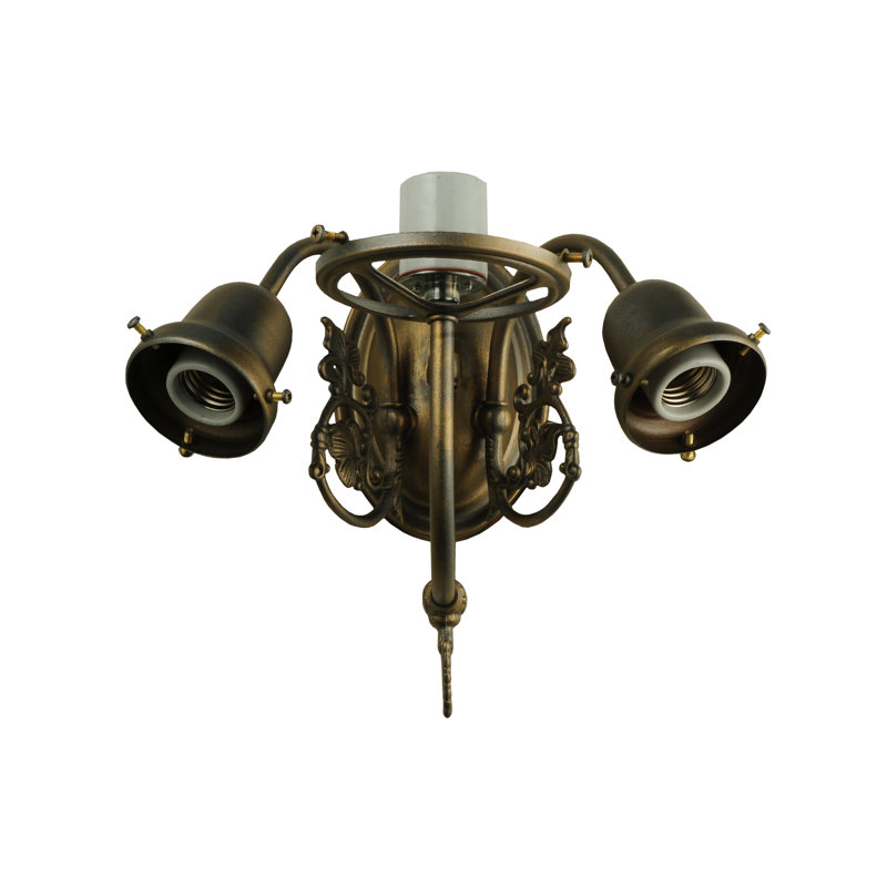 Antique Brass 3-Light Brown and Clear Wall Sconce