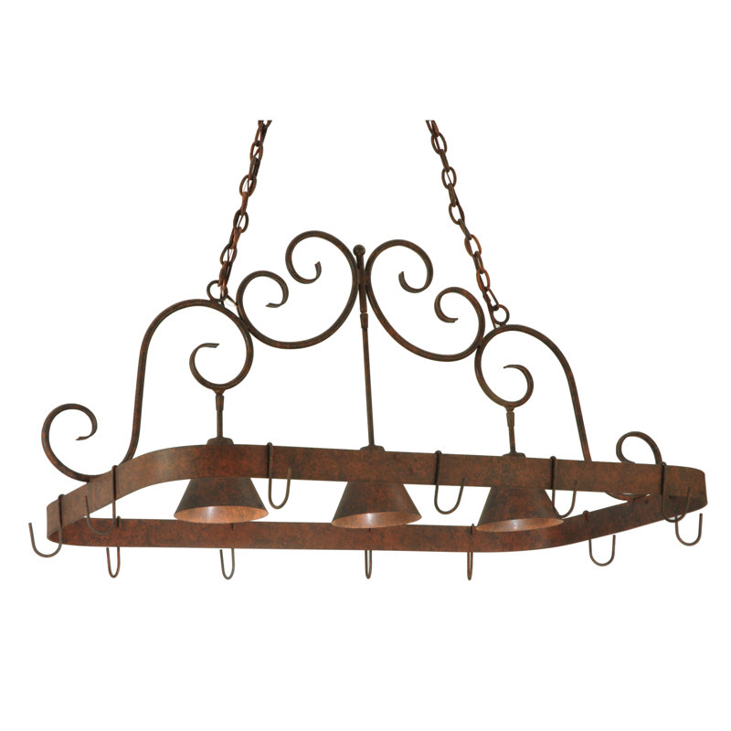 Elana Handcrafted Cajun Spice 3-Light Metal Pot Rack