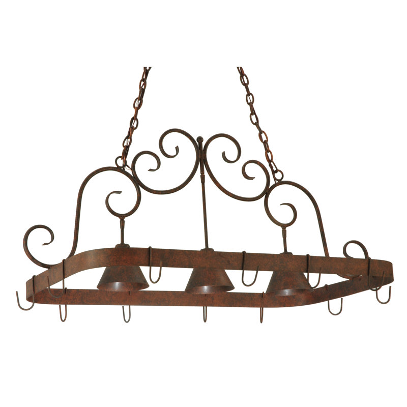 Elana Handcrafted Cajun Spice 3-Light Metal Pot Rack