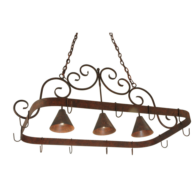 Elana Handcrafted Cajun Spice 3-Light Metal Pot Rack