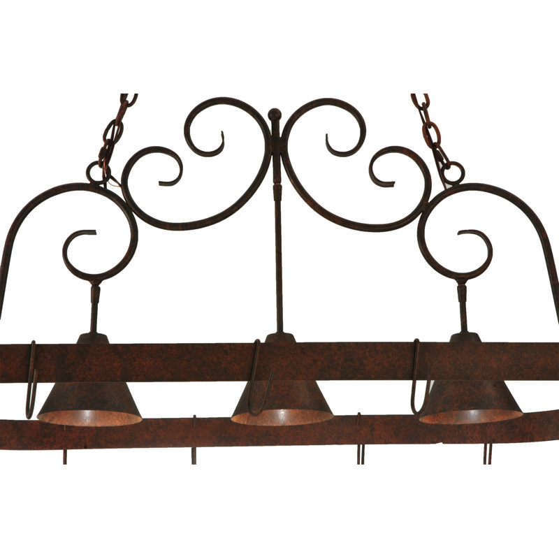 Elana Handcrafted Cajun Spice 3-Light Metal Pot Rack