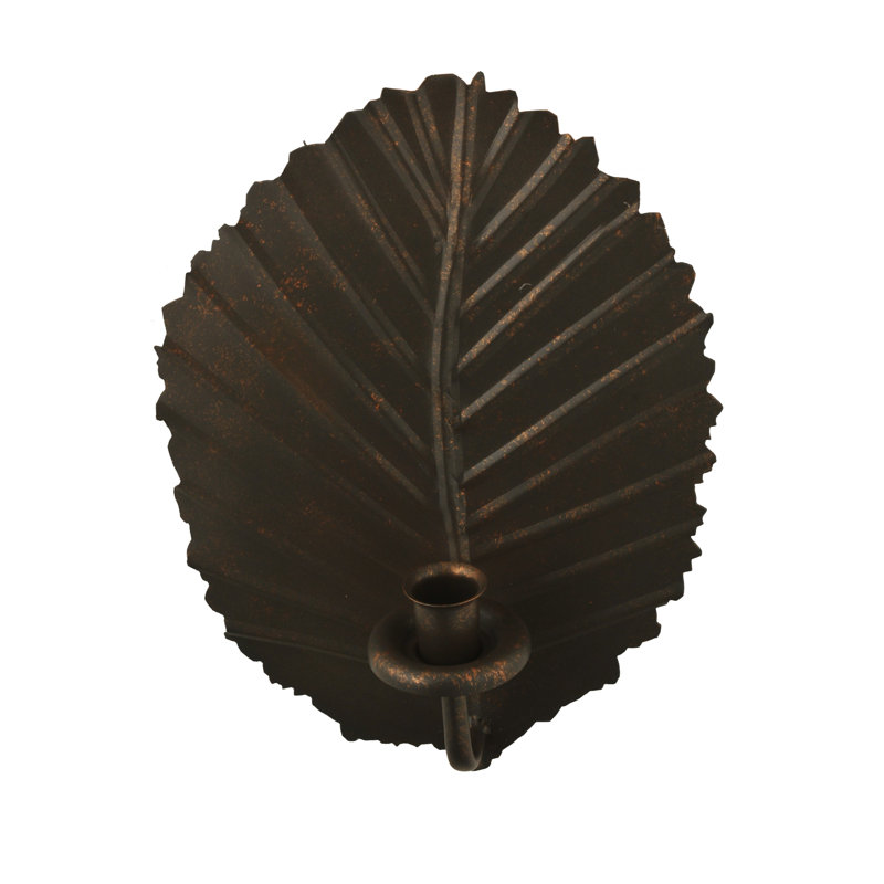 Rustic Lodge Nicotiana Leaf 11.25" Wall Candle Holder