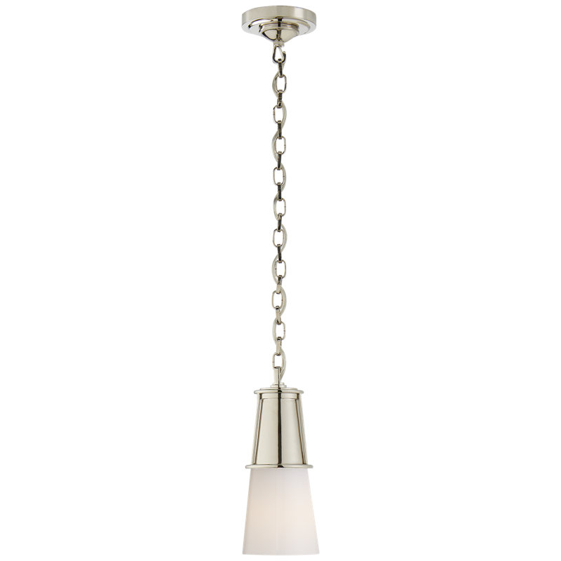 Polished Nickel and White Glass 11.25" Indoor/Outdoor Pendant Light