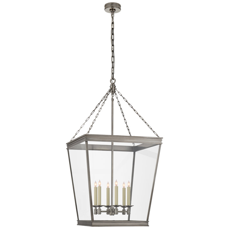Antique Nickel Glass 6-Light Indoor/Outdoor Chandelier