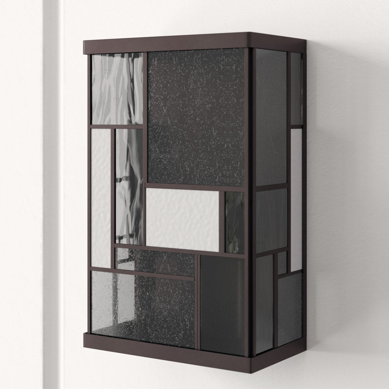 Mondrian Buckeye Bronze 2-Light Dimmable Sconce with Copper Foil Glass