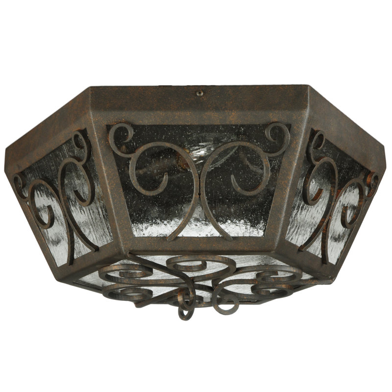 Camilla 4-Light Copper Rust Globe Flush Mount with Clear Seeded Glass
