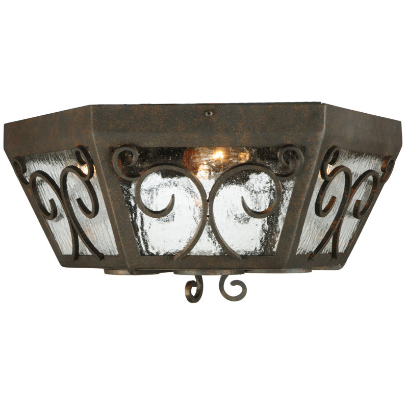 Camilla 4-Light Copper Rust Globe Flush Mount with Clear Seeded Glass