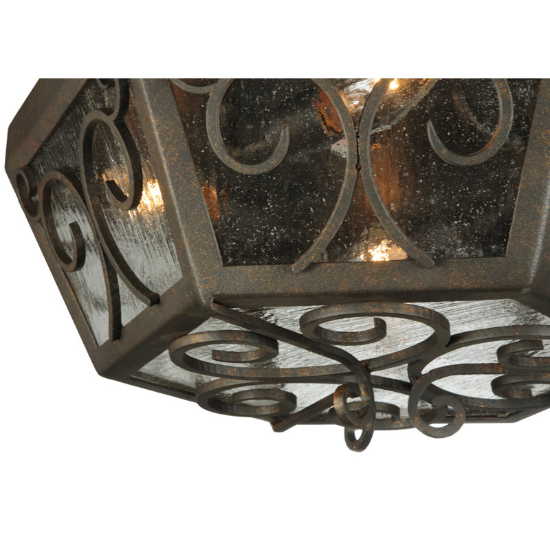 Camilla 4-Light Copper Rust Globe Flush Mount with Clear Seeded Glass