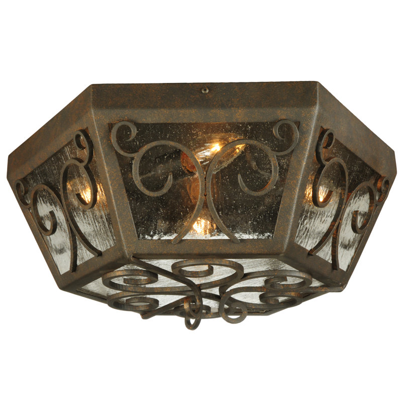 Camilla 4-Light Copper Rust Globe Flush Mount with Clear Seeded Glass