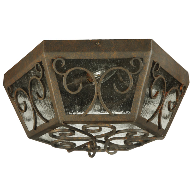 Camilla 4-Light Copper Rust Globe Flush Mount with Clear Seeded Glass