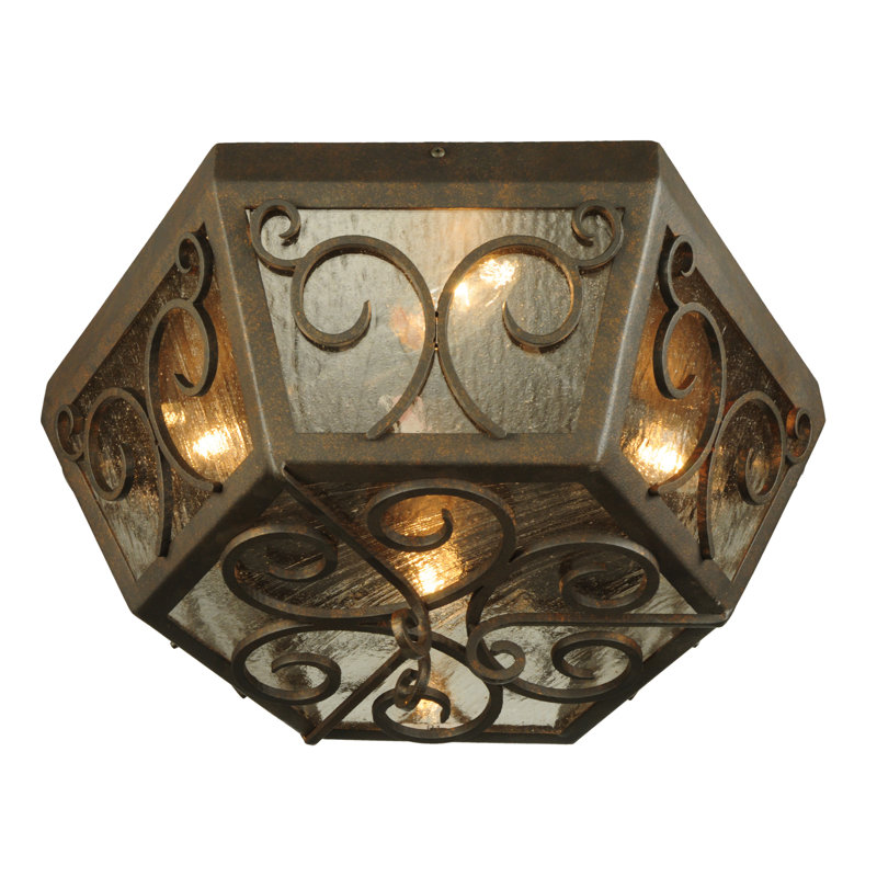 Camilla 4-Light Copper Rust Globe Flush Mount with Clear Seeded Glass