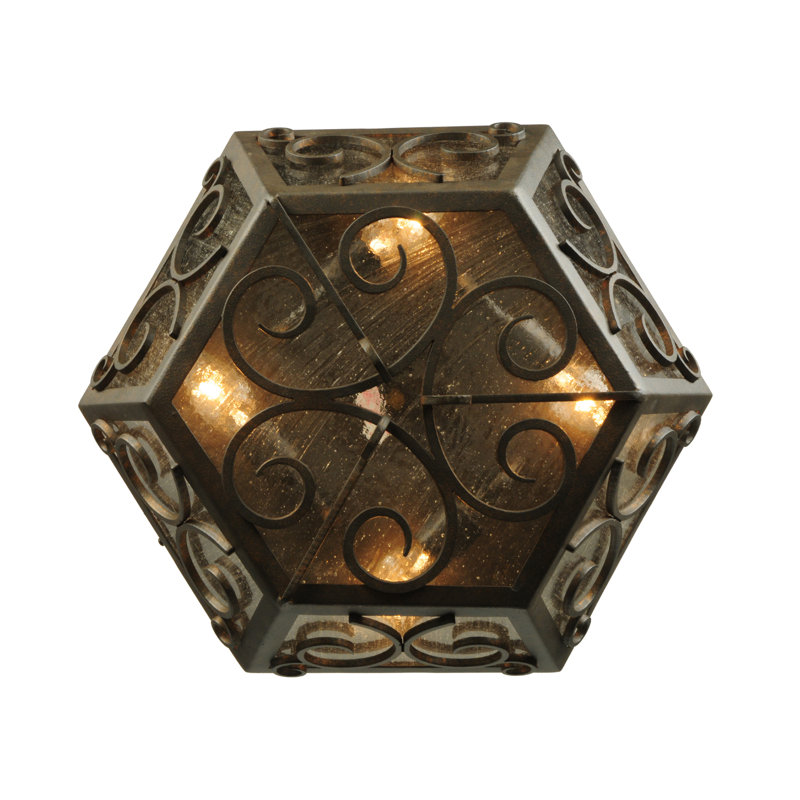 Camilla 4-Light Copper Rust Globe Flush Mount with Clear Seeded Glass