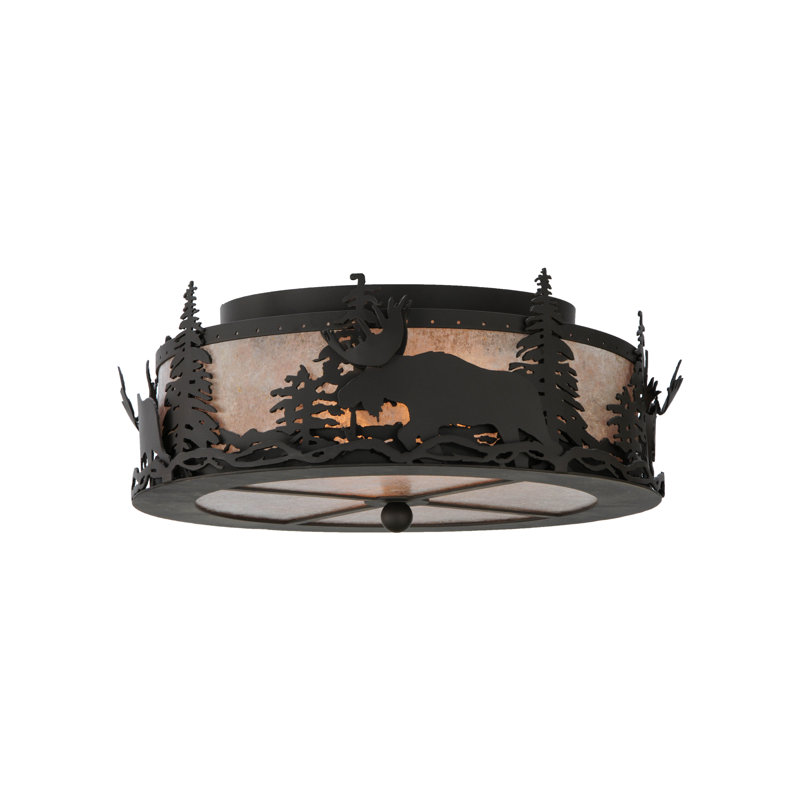 Bronze Glass 2-Light Indoor/Outdoor Flush Mount
