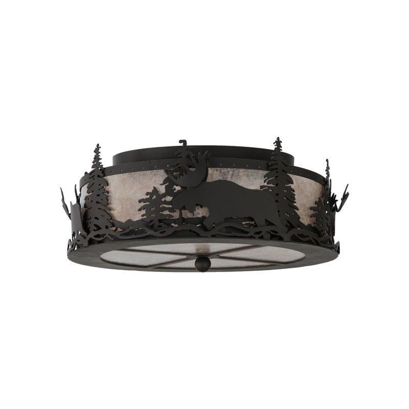 Bronze Glass 2-Light Indoor/Outdoor Flush Mount