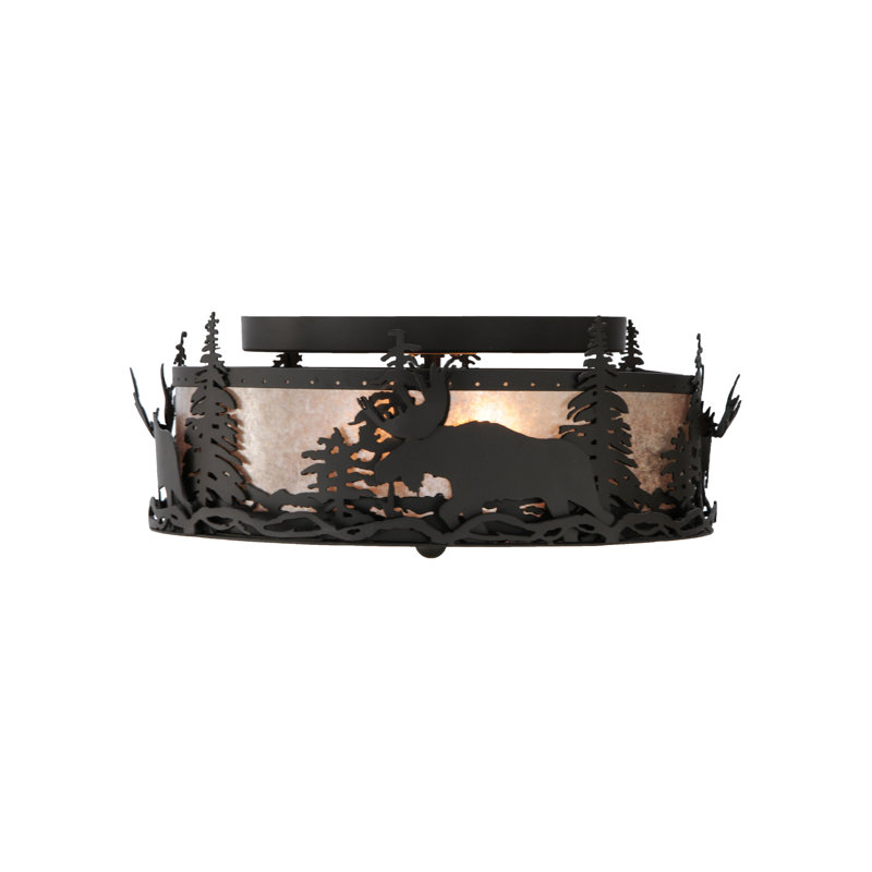 Bronze Glass 2-Light Indoor/Outdoor Flush Mount