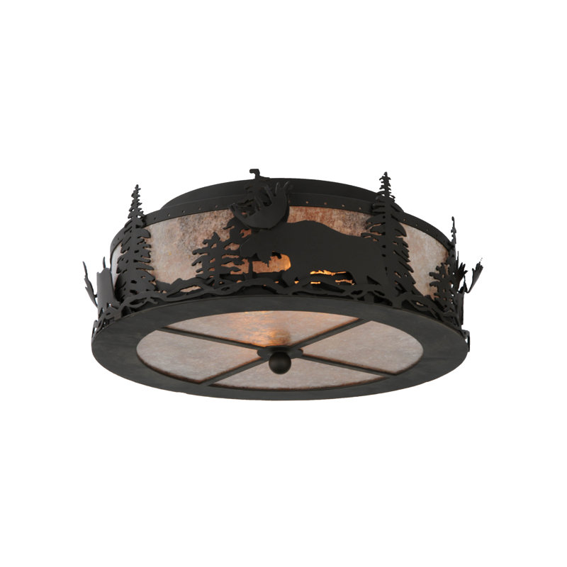 Bronze Glass 2-Light Indoor/Outdoor Flush Mount