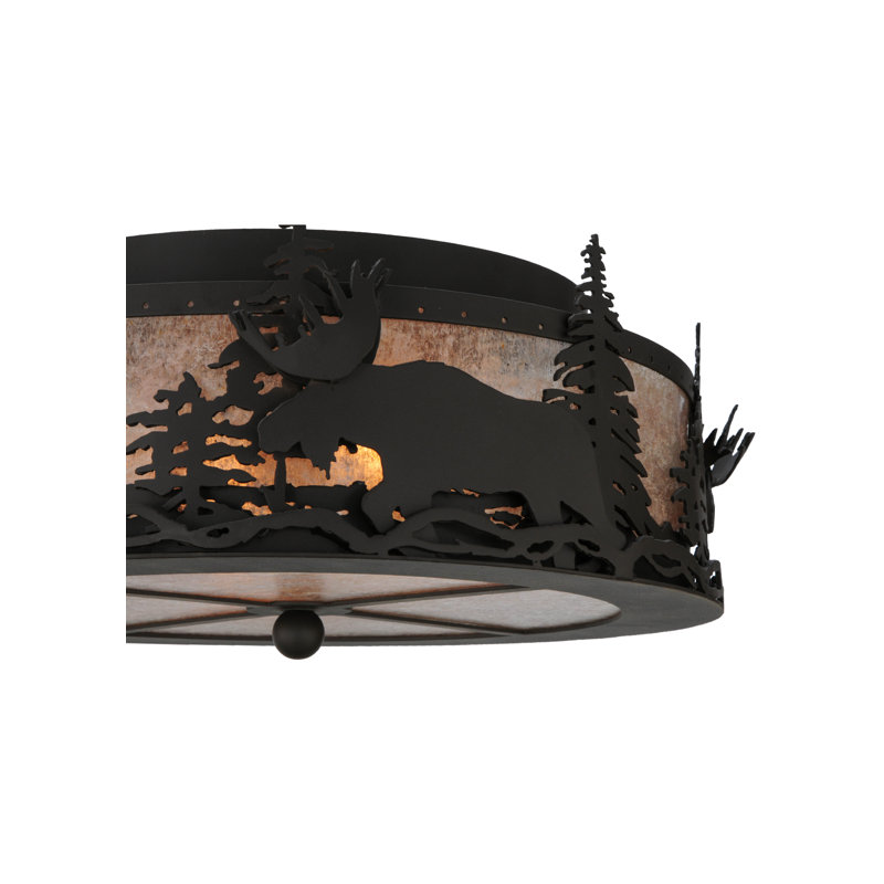 Bronze Glass 2-Light Indoor/Outdoor Flush Mount