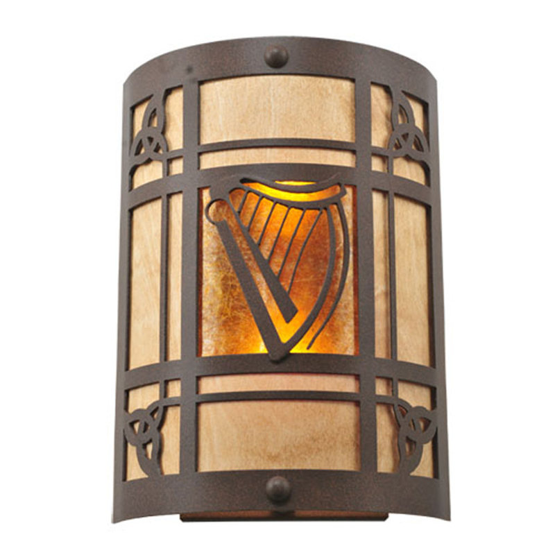 Celtic Harp Amber Mica 2-Light Direct Wired Sconce