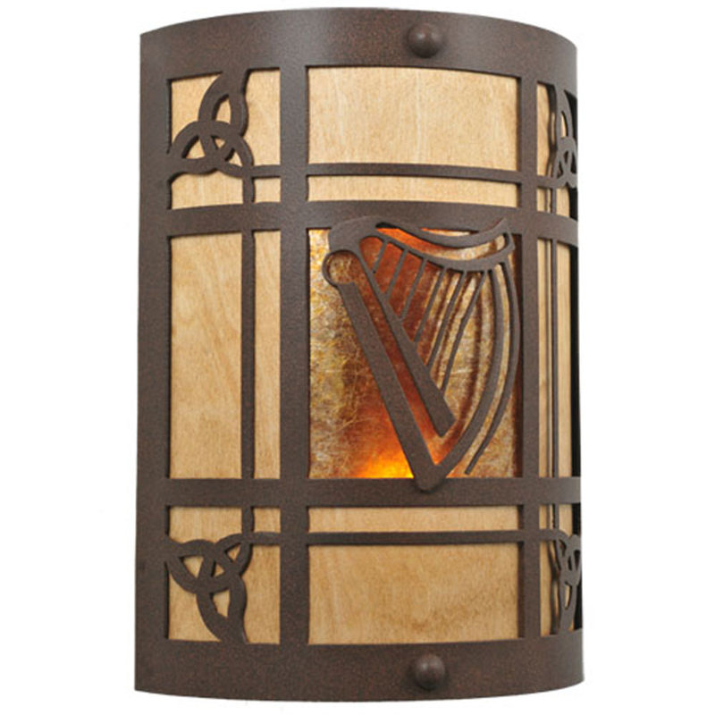 Celtic Harp Amber Mica 2-Light Direct Wired Sconce