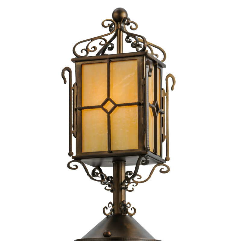 Standford 19" Antique Copper 1-Light Stained Glass Tabletop Lantern