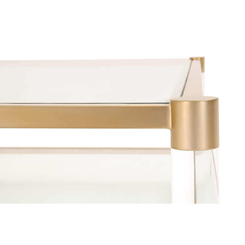 Elegant Gold and Transparent Glass Rectangular Lift-Top Coffee Table with Storage