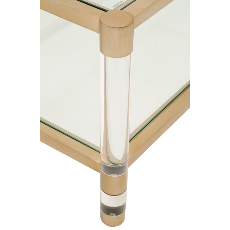 Elegant Gold and Transparent Glass Rectangular Lift-Top Coffee Table with Storage