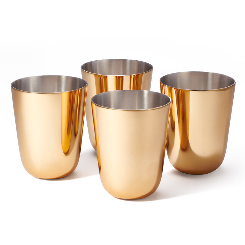 Fausto 8oz Gold-Plated Stainless Steel Julep Cup Set