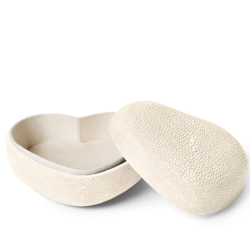 Cream Textured Heart-Shaped Keepsake Box